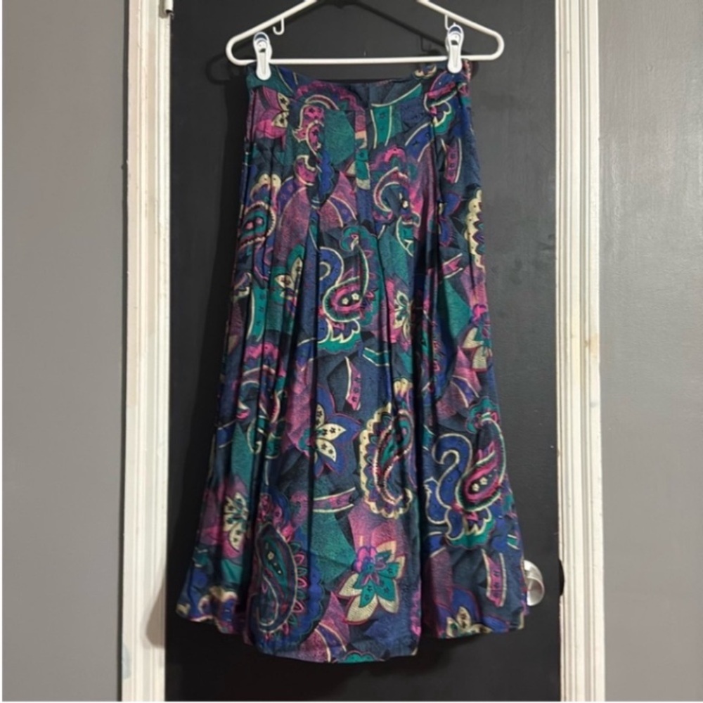 Vintage Print Rayon Teacher Midi Skirt Size: 11/12